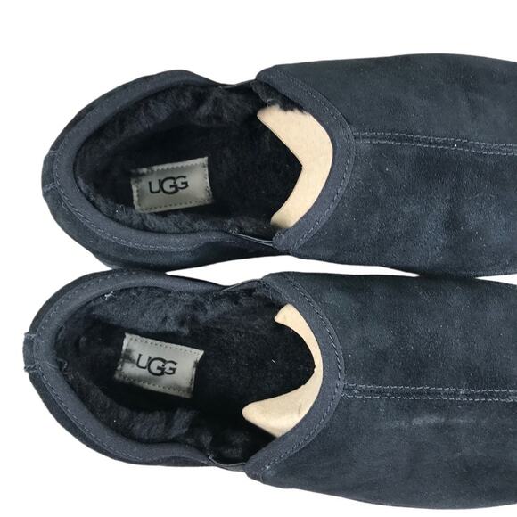 UGG Scuff Romeo II Slippers Men 13 Black Suede/Sheep Comfy Retro Cottage NWOB - Picture 6 of 10